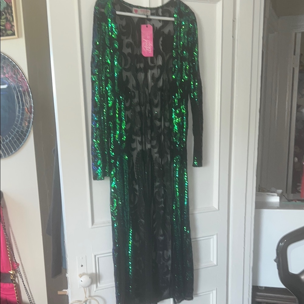 Green & Blue Long Sleeved Duster